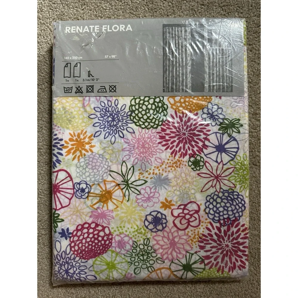 Ikea RENET Floral VTG Retro Curtains/Panels Set of 2-57x98 NEW In Package